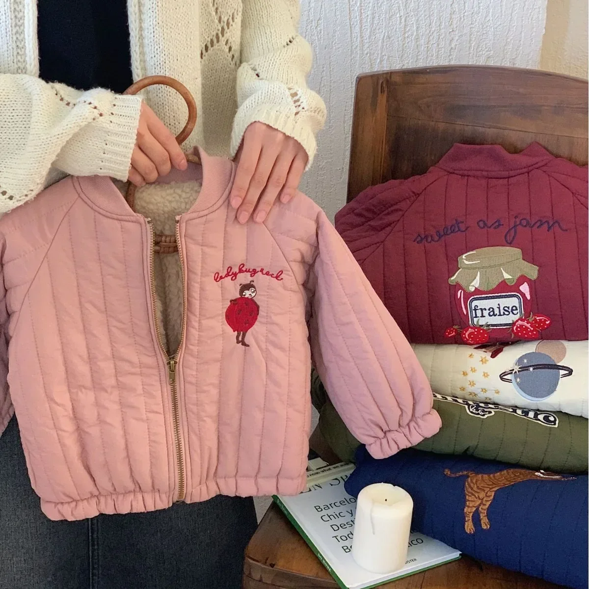 Winter Plush Kids Jacket Cartoon Print Thcken Cotton Children's Outerwear Coat Warm Girls' Cotton Coat Boys' Baseball