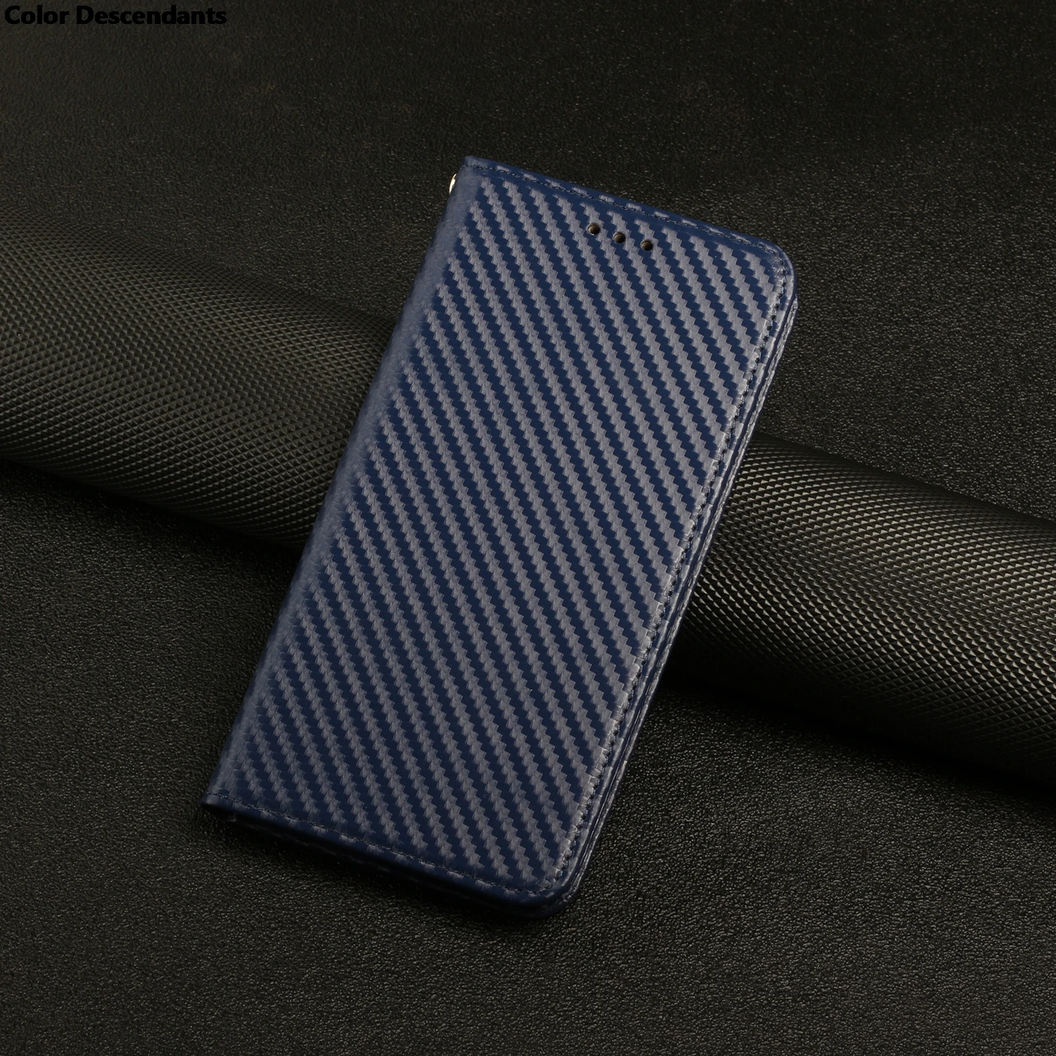 Premium Carbon Fiber Phone Case with Card Slot and Leather Flip Cover