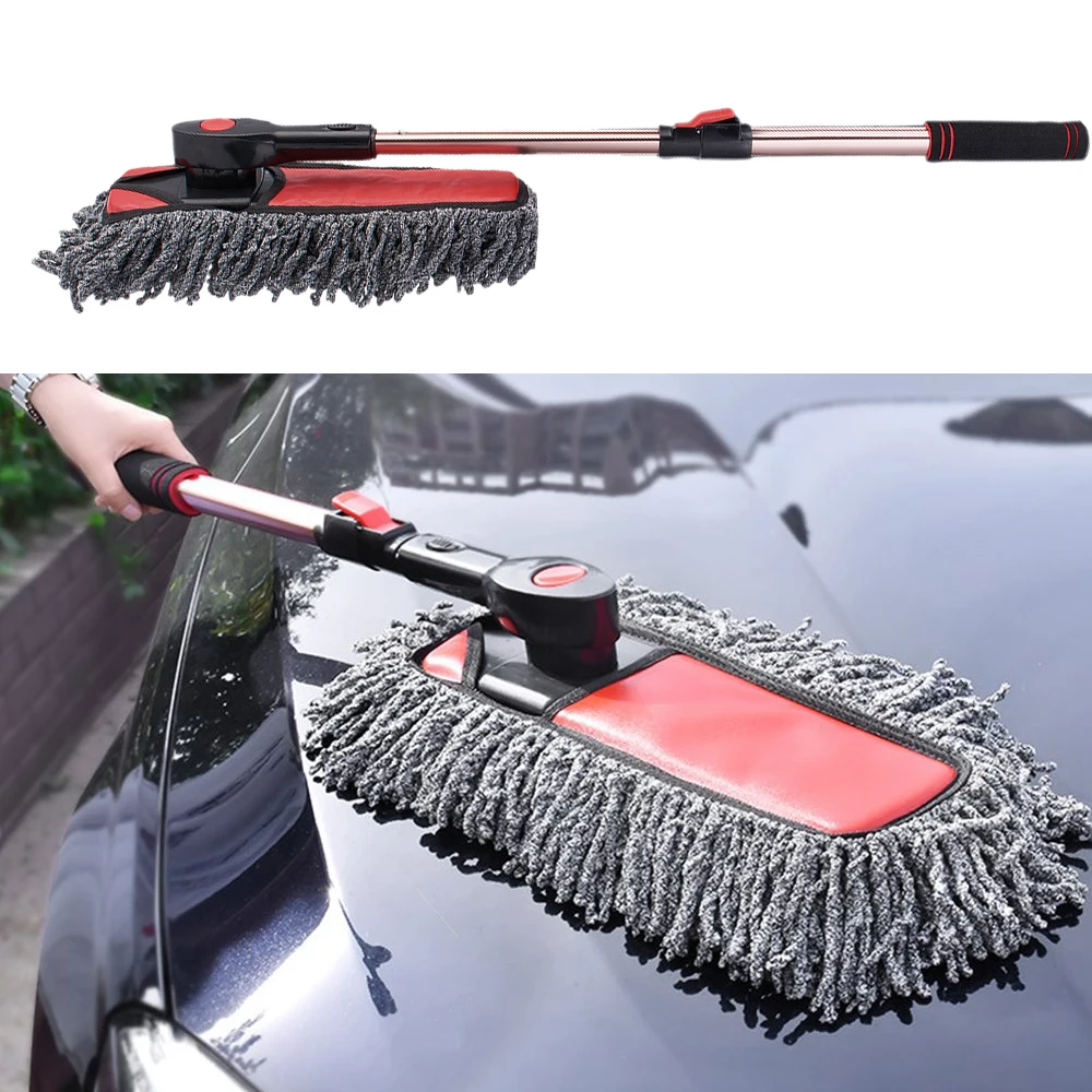 Car Dusting Brush Detailing Long Handle Telescopic Wax Brush For Car