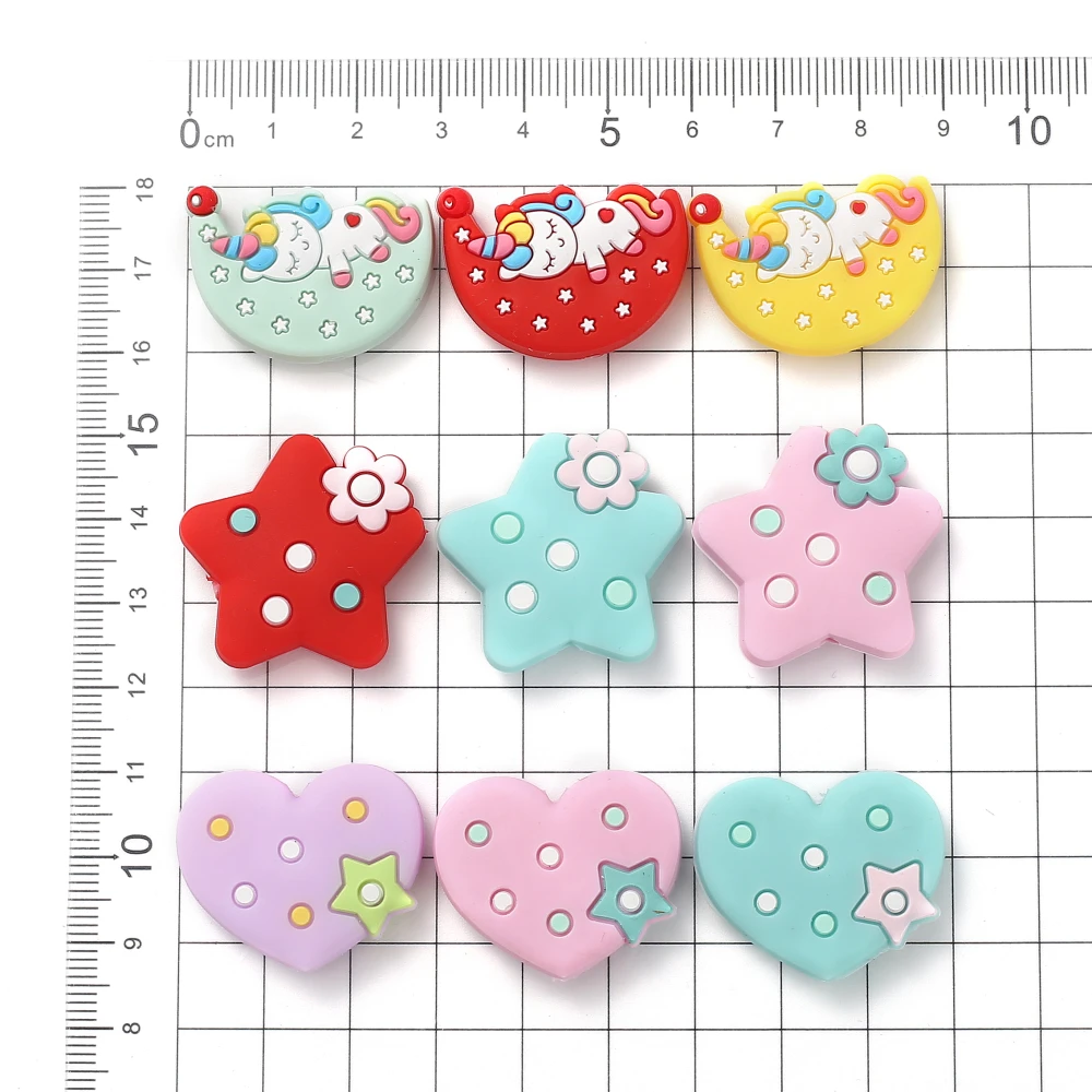 10Pcs Food Grade Silicone Beads 21x29mm Cartoon Animal Moon Beads For Nursing Chew Toy DIY Pacifier Chain Necklace Accessory 2