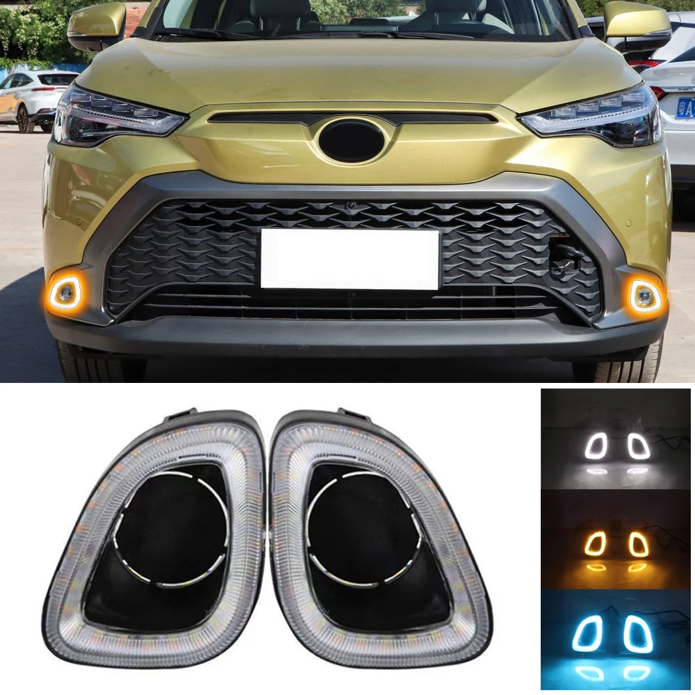 

OKEEN 2Pc LED Car Daytime Running Lights For Toyota Front Lander 2022 2023 Start-Scan Driving Lamp DRL Turn Signal Fog Headlight