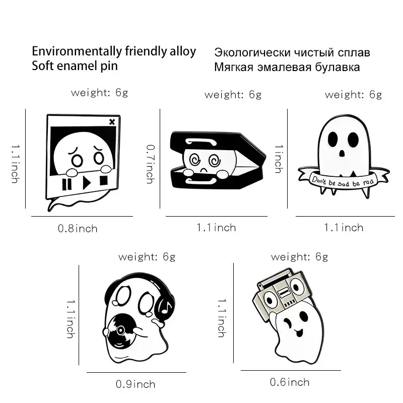 Ghost Brooch Ghost Cat Brooch Halloween Ghost Grave Clothing Accessories Backpack Brooch Badge Lapel Pins Badges