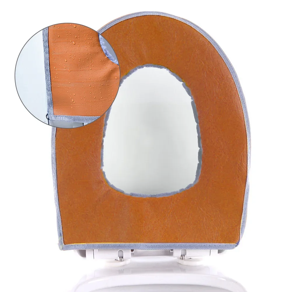 Bathroom Toilet Seat Cover Soft Winter Warm Plush Cushion O-shaped Washable 37cm&times;44cm
