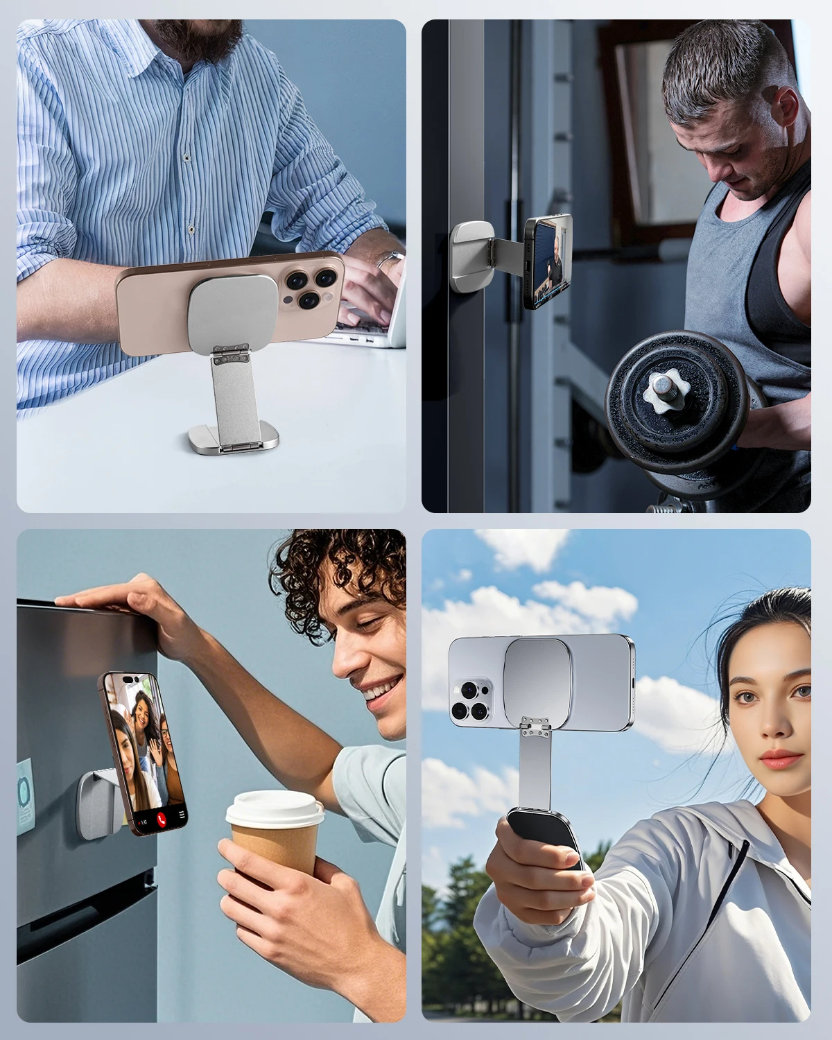 Eary Magnetic Phone Holder Mount For Wall Desktop Stable Metal Magnet Base With Flexible Foldable Compatible With All SmartPhone