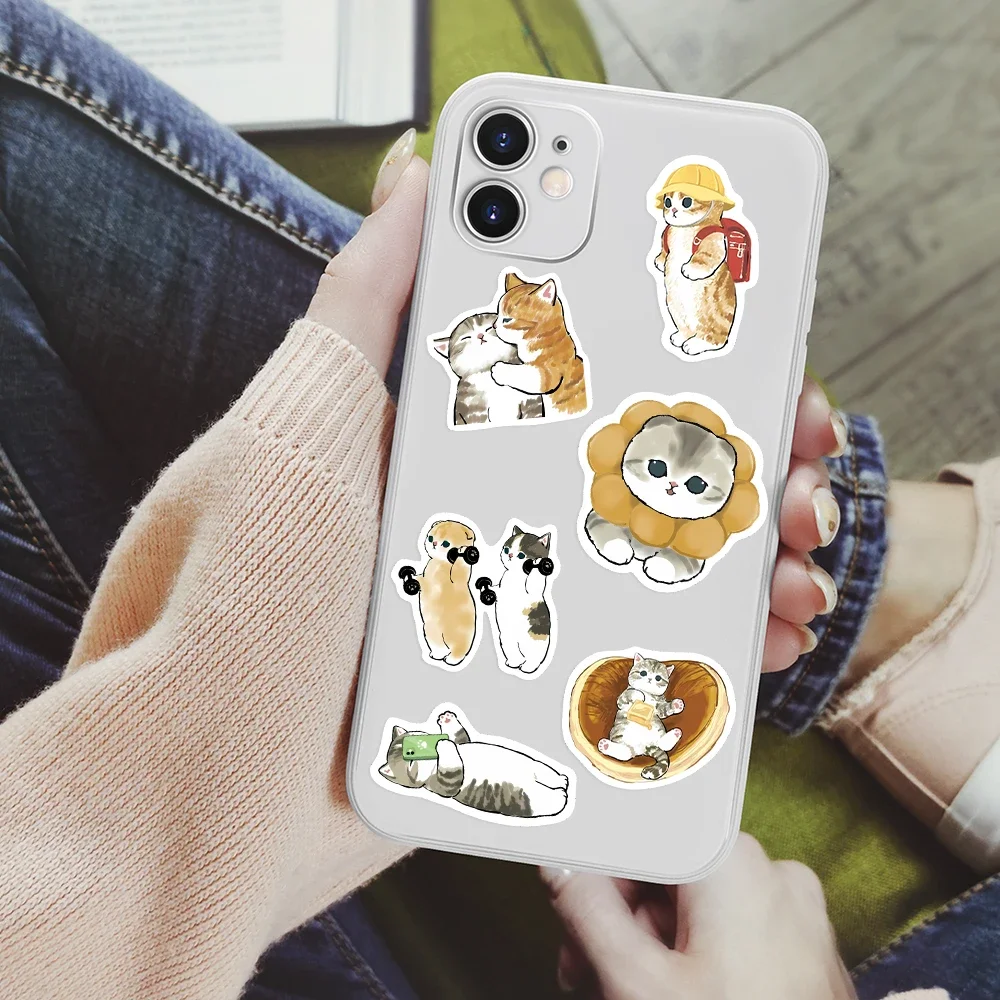 Kawaii Cute Watercolor Cat Stickers Aesthetic Funny DIY Toy Gift Decorative Decal For Phone Luggage Laptop Scrapbook Waterproof