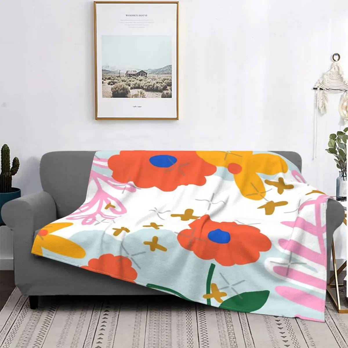 

Manta de muselina a cuadros con flores de colores, colcha para cama, 220x240