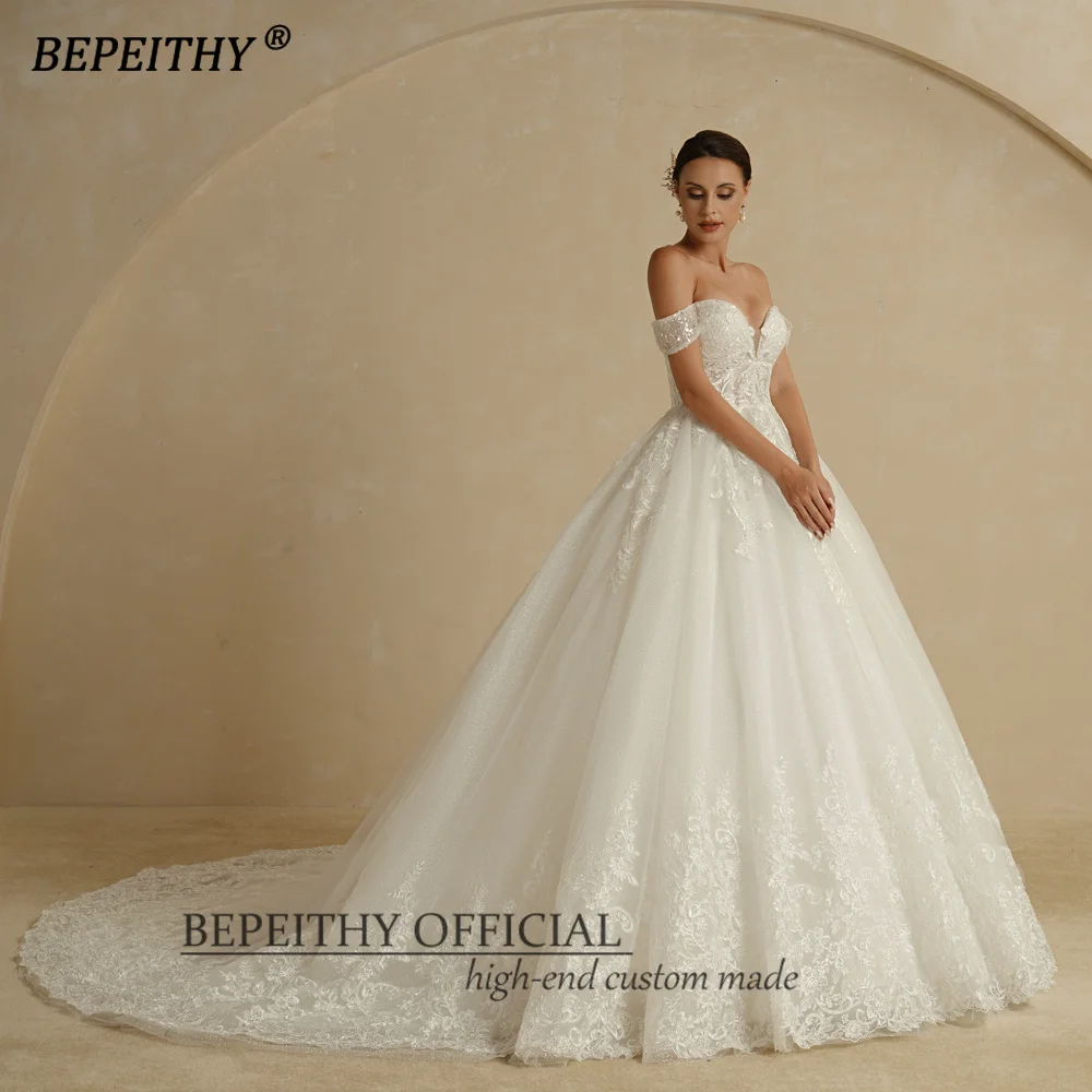 BEPEITHY Customized Princess Sweetheart Wedding Dress For Women Ivory Glitter Sleeveless 2025 Vintage Bride Bridal Ball Gown 5