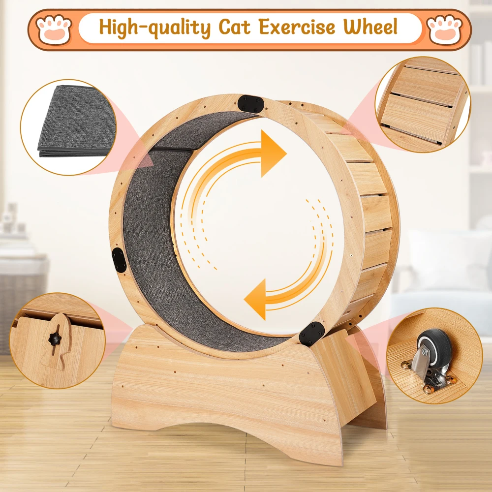 Cat Exercise Wheel &ndash; Running,and Scratching Fun, Cat Treadmill with Carpeted Runway,Great for Physical Activity
