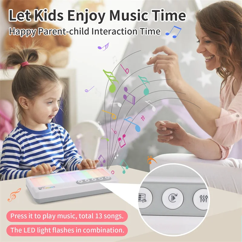 Montessori Baby Rainbow Electronic Piano Toys Portable Keyboard  Music Toys Educational Toys for Boys Girls Birthday Xmas Gift 4