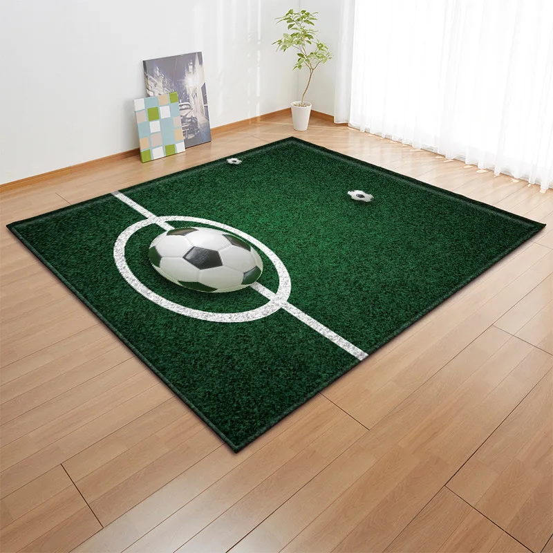 3D Grass Court Printing Carpet Children Play Football Field Large Rug Living Room Track Green Mat Boy Soft Tapete Bed Floor Mat