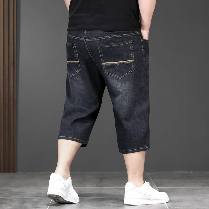New Large Size 7 Point Length Denim Jeans For Men Chubby Handsome Enlarged 5XL 6XL 7XL Casual Denim Short Pants For Male 6
