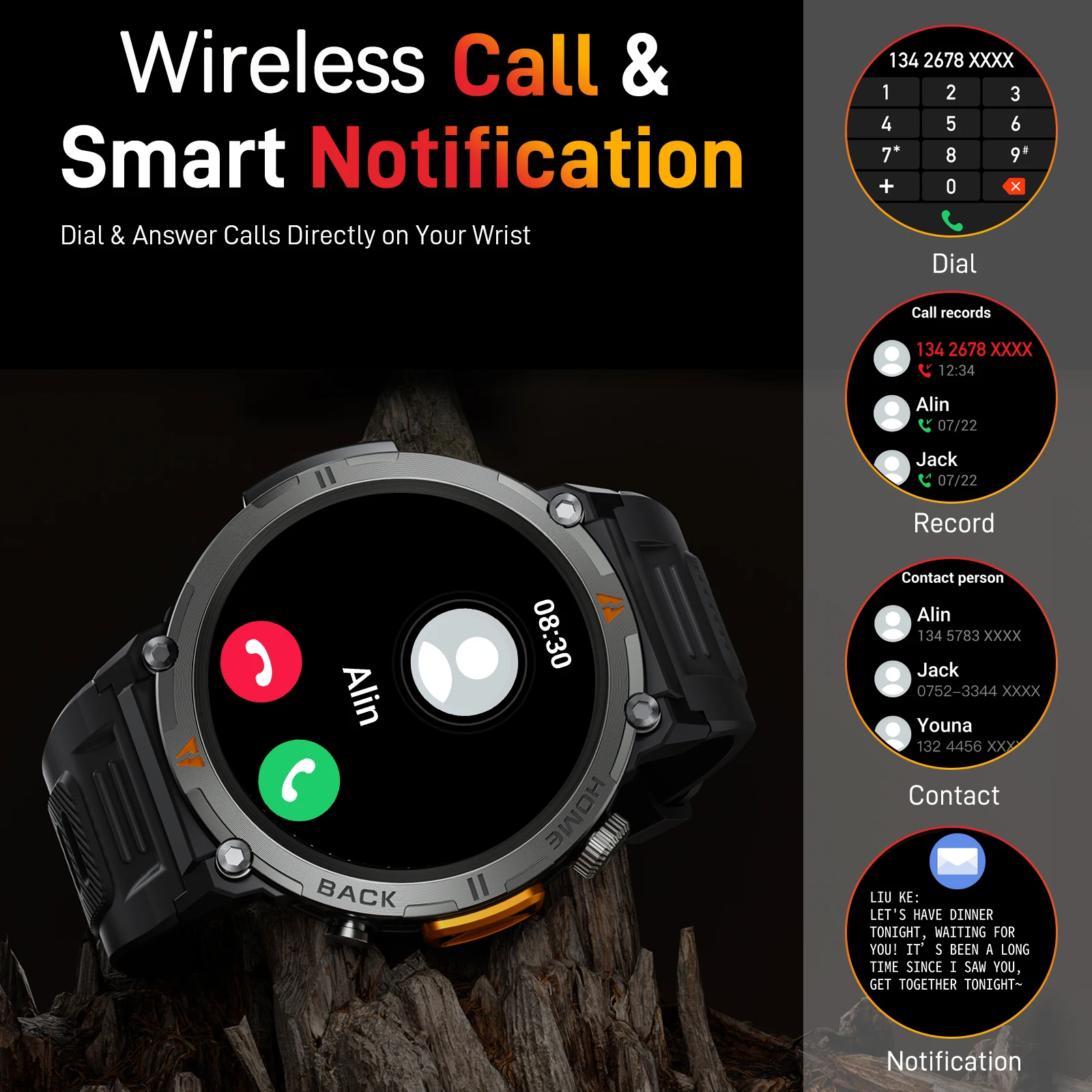 LaNikar KE3 Bluetooth Call Smart Watch Men Full Touch Screen Health Monitor Clock With Flashlight Men SmartWatch For ios Android 5