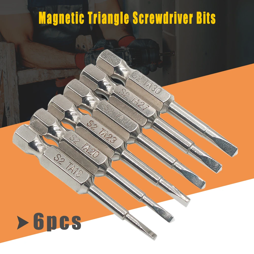 6pcs Magnetic Triangle Head Screwdriver Bits S2 Steel 1/4 inch Hex Shank Screwdriver Bit Set Electric Power Tool Accessories