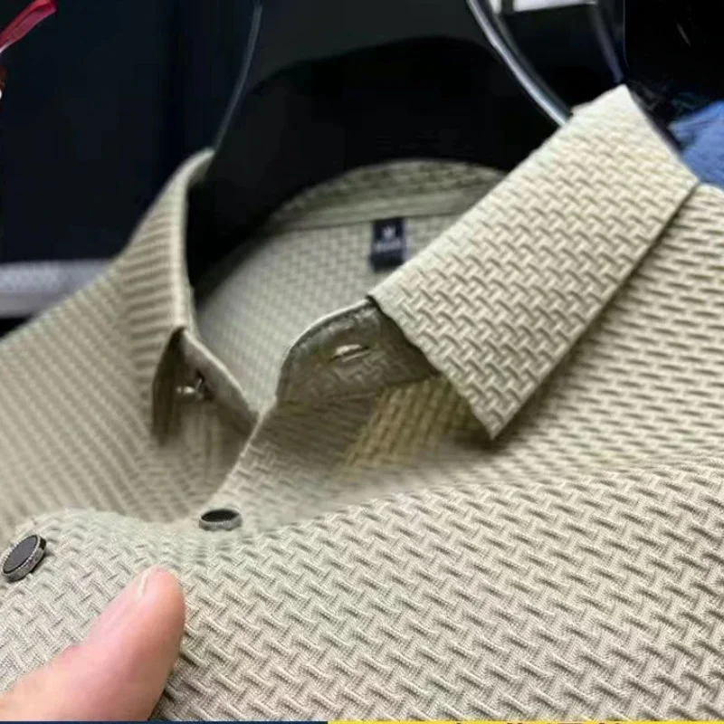 

Рубашка-поло мужская с коротким рукавом, однотонная модная блуза из вискозы, деловой стиль, роскошная брендовая одежда, лето 2024