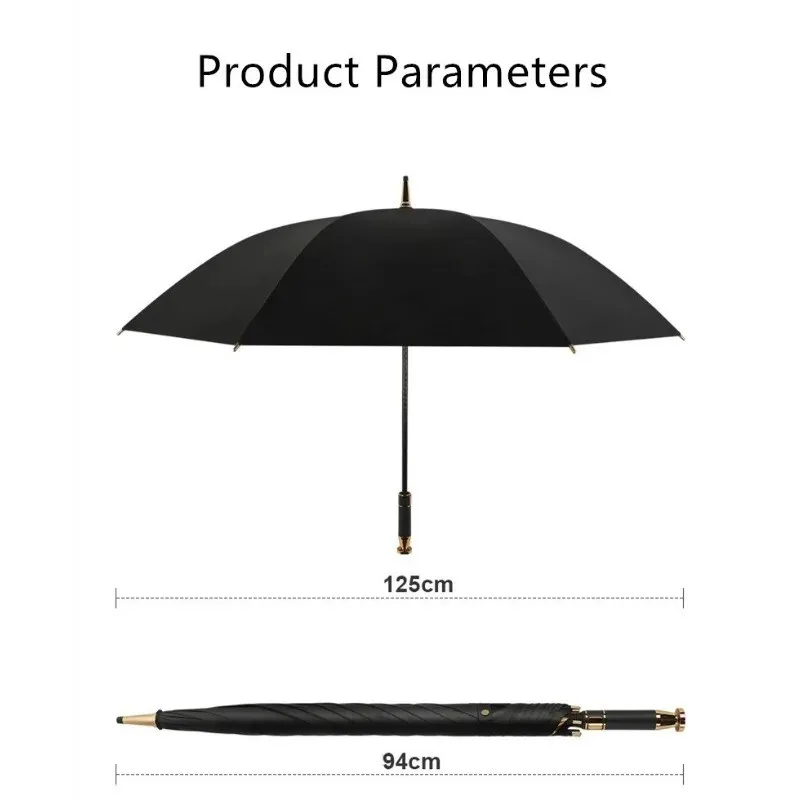 Fiber Long Handle Gold Glue Leather Case Golf Umbrella for Mercedes-Benz Rolls-Royce BMW Car Business Gift Umbrella