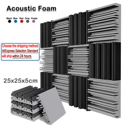 12/24Pcs 25x25x5cm Studio Acoustic Foam Panels Sound Creative Irregularity Soundproof Foam Sponge Pad Absorption KTV Room Wall
