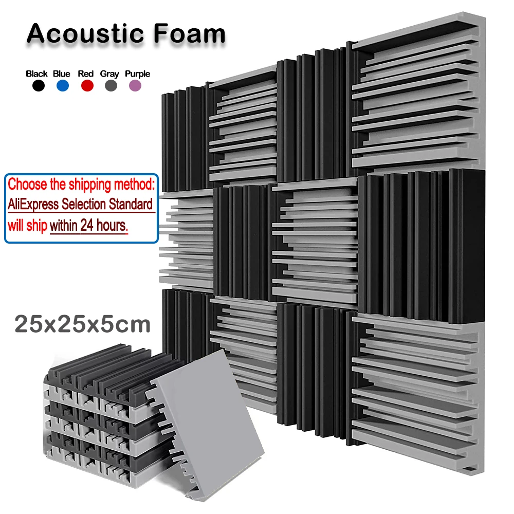 12-24Pcs-25x25x5cm-Studio-Acoustic-Foam-Panels-Sound-Creative ...