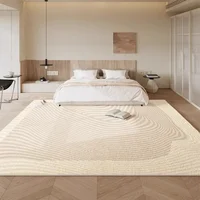 Beige Stripes Creative Carpet Line Living Room Decoration Carpet Cream Bedroom Comfortable Soft Rug Sofa Easy Clean Washable Rug 2