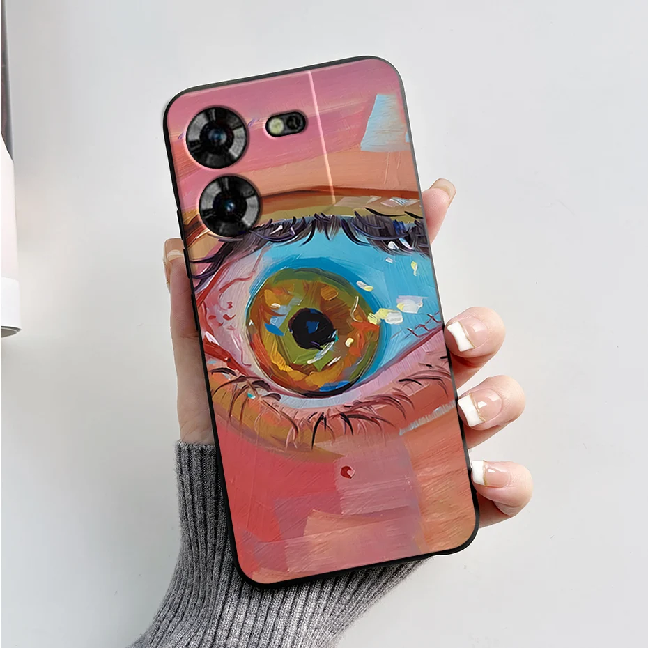 Stylish Black Silicone Phone Case with Pattern - Slim and Soft  Cover