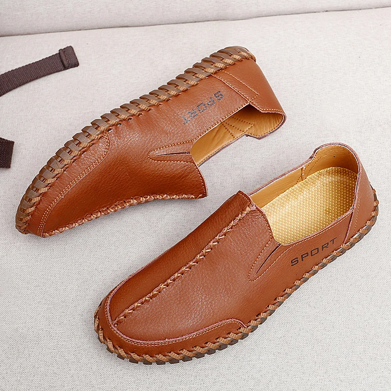 

Luxury Quality Mens Leather Loafers Fashion Comfortable Handmade Moccasins Soft Leather Slip on Men's Boat Shoes Plus Size 38~47