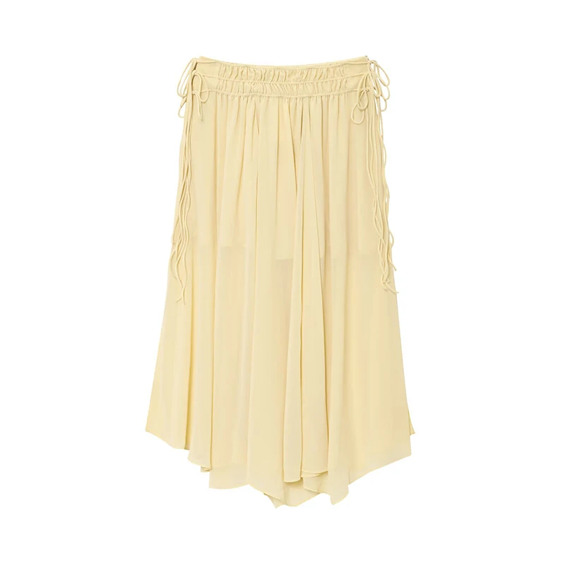 ★RE_L★ Unbalance pleats long skirt (yellow) Designer fashion, Seoul-fully created | W Concept