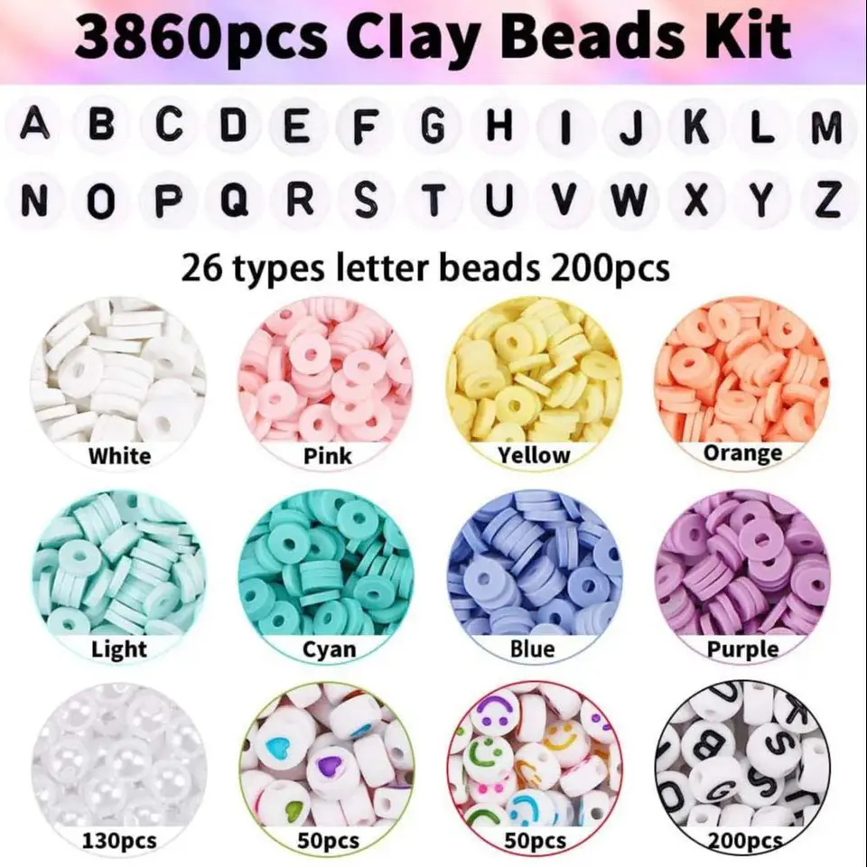 SOFPLATE Kit Creazione Braccialetti Amicizia: 2220 Perline Di Plastica, Argilla E Lettere, Per Gioielli Fai Da Te