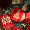 6pcs Christmas Greeting Card Red Green Hot Stamping Christmas Blessing Greeting Cards Envelope New Year Postcard Gift Card 2025
