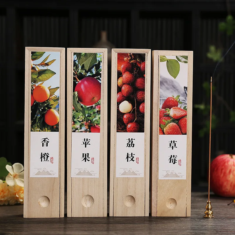 Assorted Fruit Fragrance Incense Sticks in elegant wooden boxes