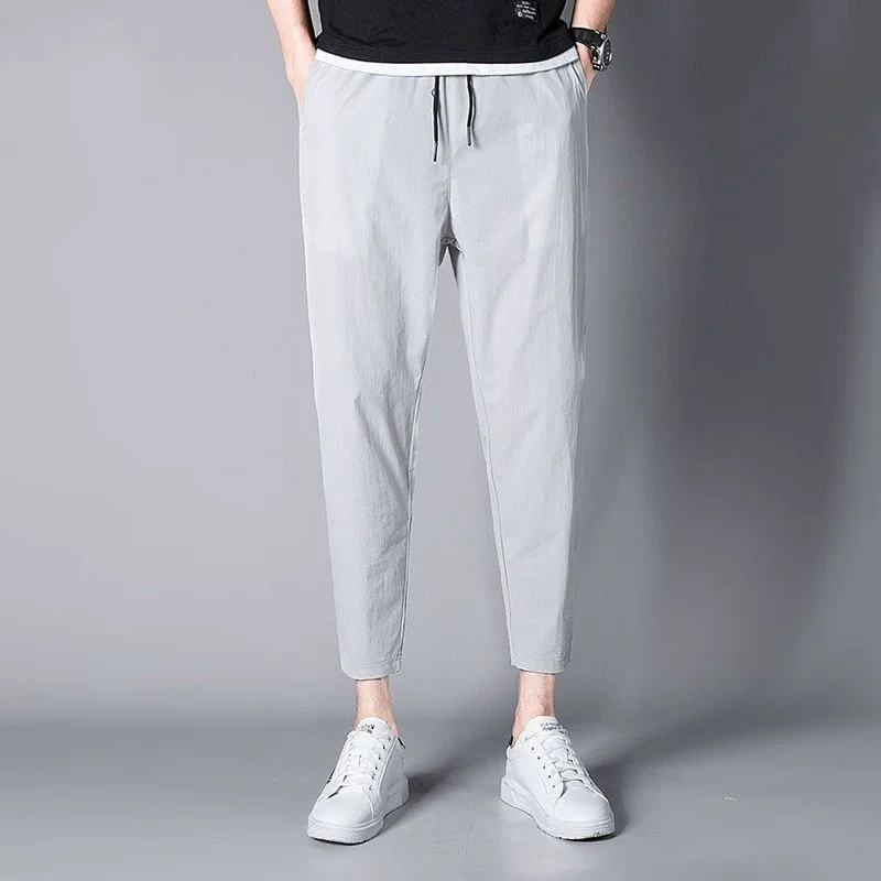 

Ice Shreds Thin Style Summer Men New Fashion Korean Solid Color Elastic Force Quick Drying Comfortable Casual Affordable Pants