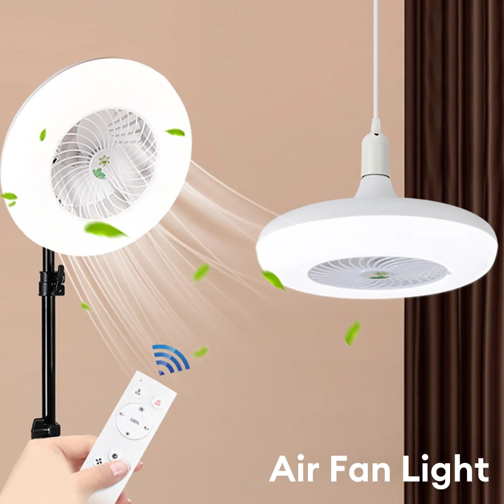 Ceiling Fan With Lights Remote Control E27 Converter Base 30W Smart Remote Control Ceiling Fan With LED Lighting Living Room