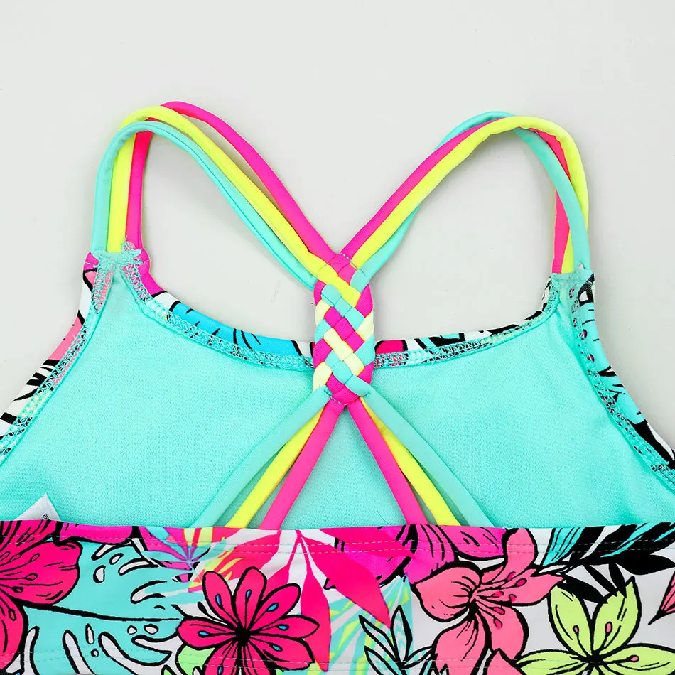 Floral Girl Swimsuit Kids Flounce Two Piece Children's Swimwear 5-18 Years Teenage Girl Bikini Set Girls Bathing Suit Beachwear girls swimsuit