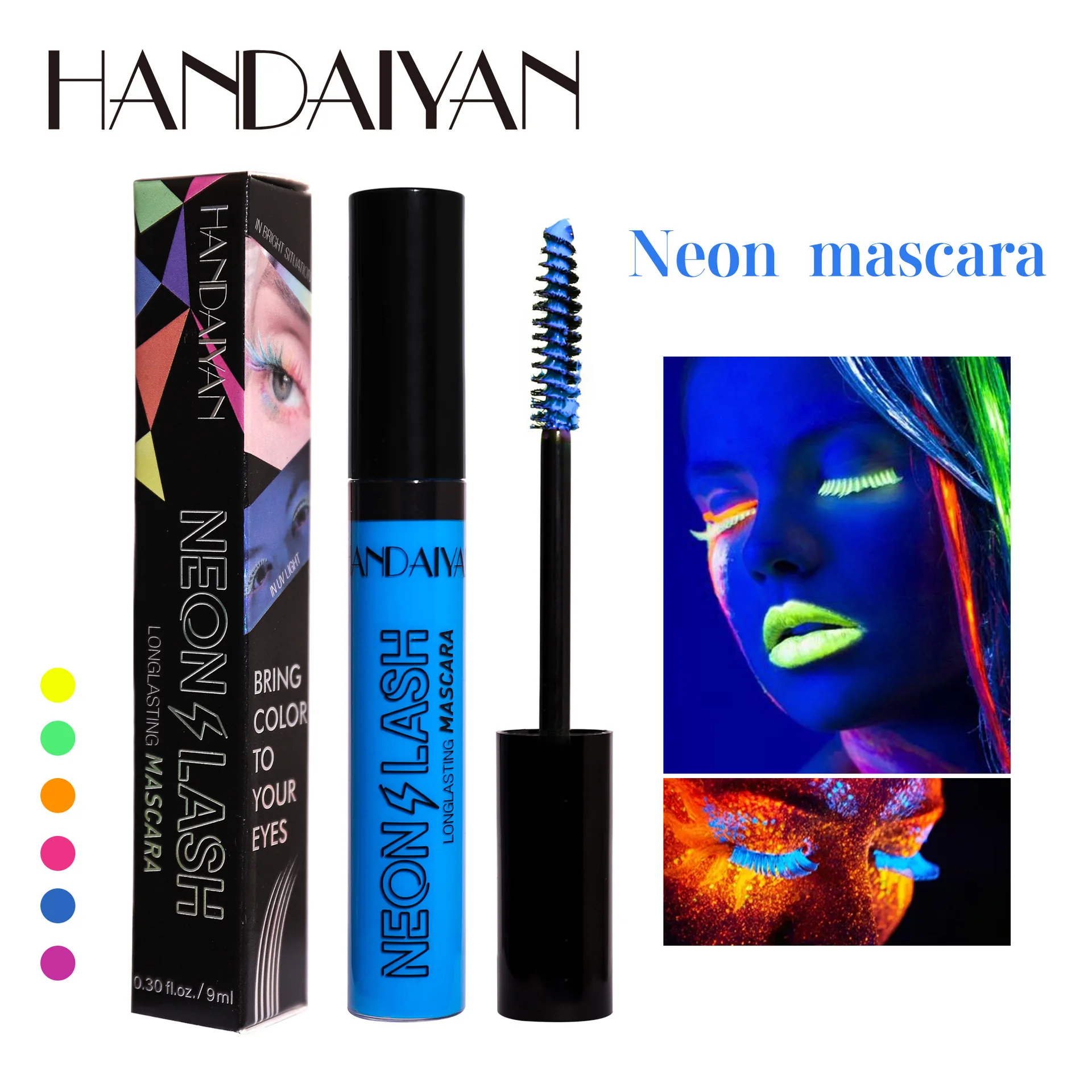 

HANDAIYAN Halloween 6-color Slim Fluorescent Mascara Is Waterproof and Not Dyed for Cross-border Use.