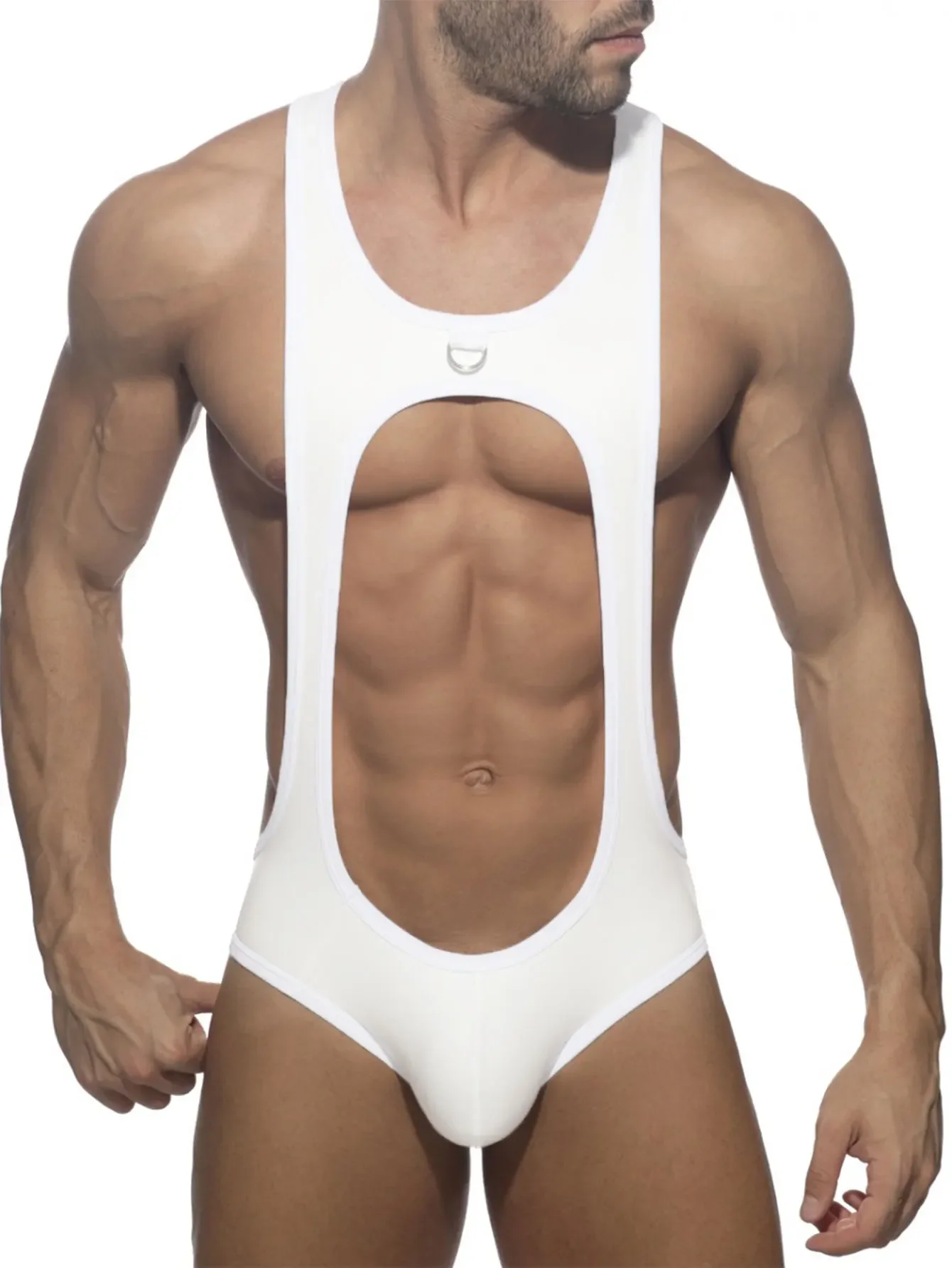 Men's Sexy Nylon Jockstrap Leotard Underwear Wrestling Singlet Bodysuit Breathable Skinny U Convex Suspender Jumpsuits