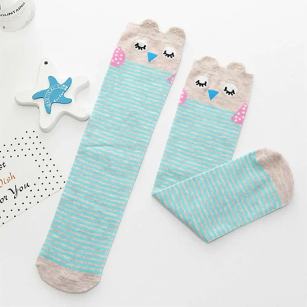 girl socks cartoon owl dog print children heaps socks half cylinder boy knee-high kids knee above cotton sock kids socks