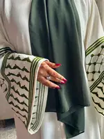 Abaya en lin avec broderie papillon pour femmes, caftan musulman modeste, kimono ouvert, manteau de luxe, vêtements islamiques, Dubaï, 2024 3