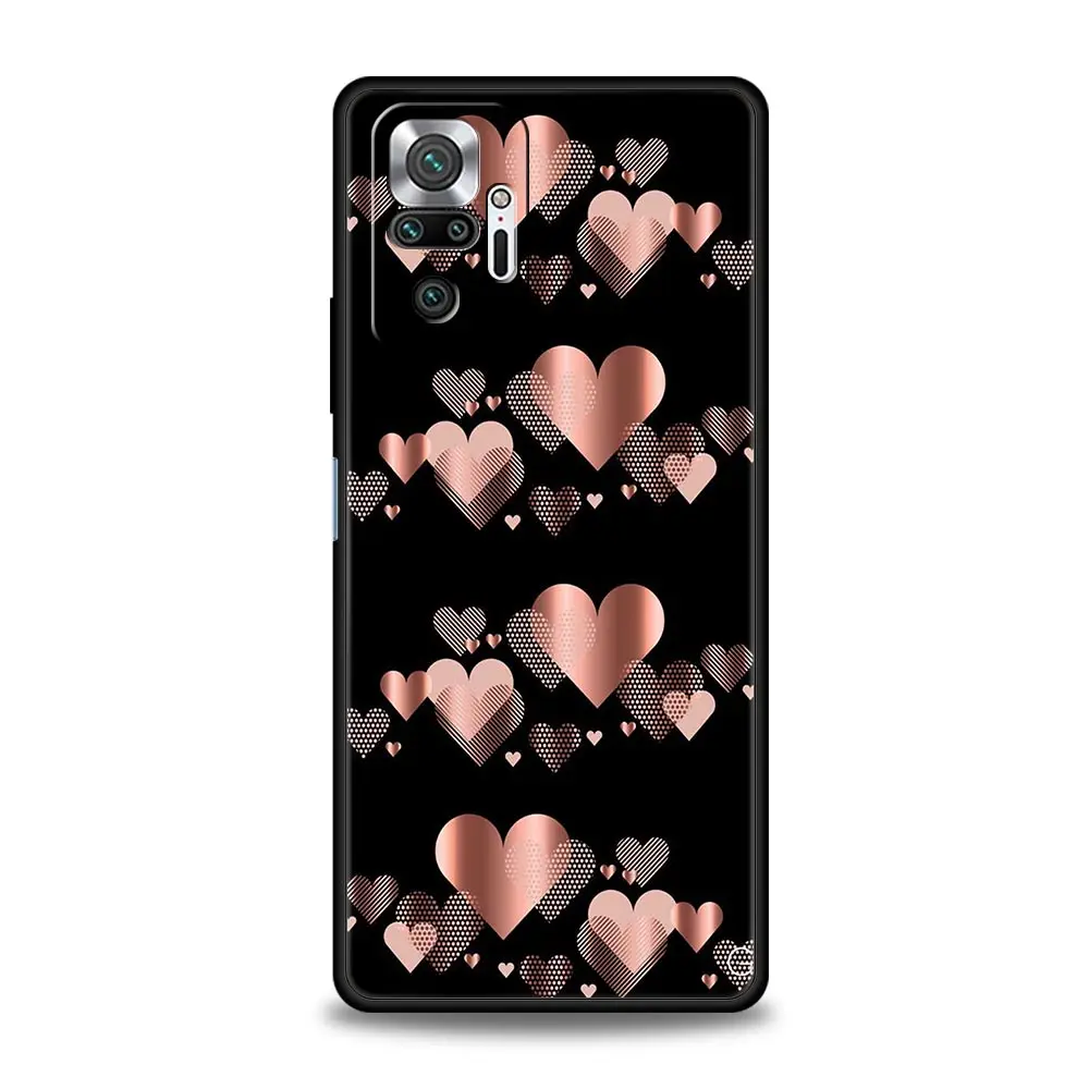 Gold Pink Rose Glitter Hearts Phone Case Cover