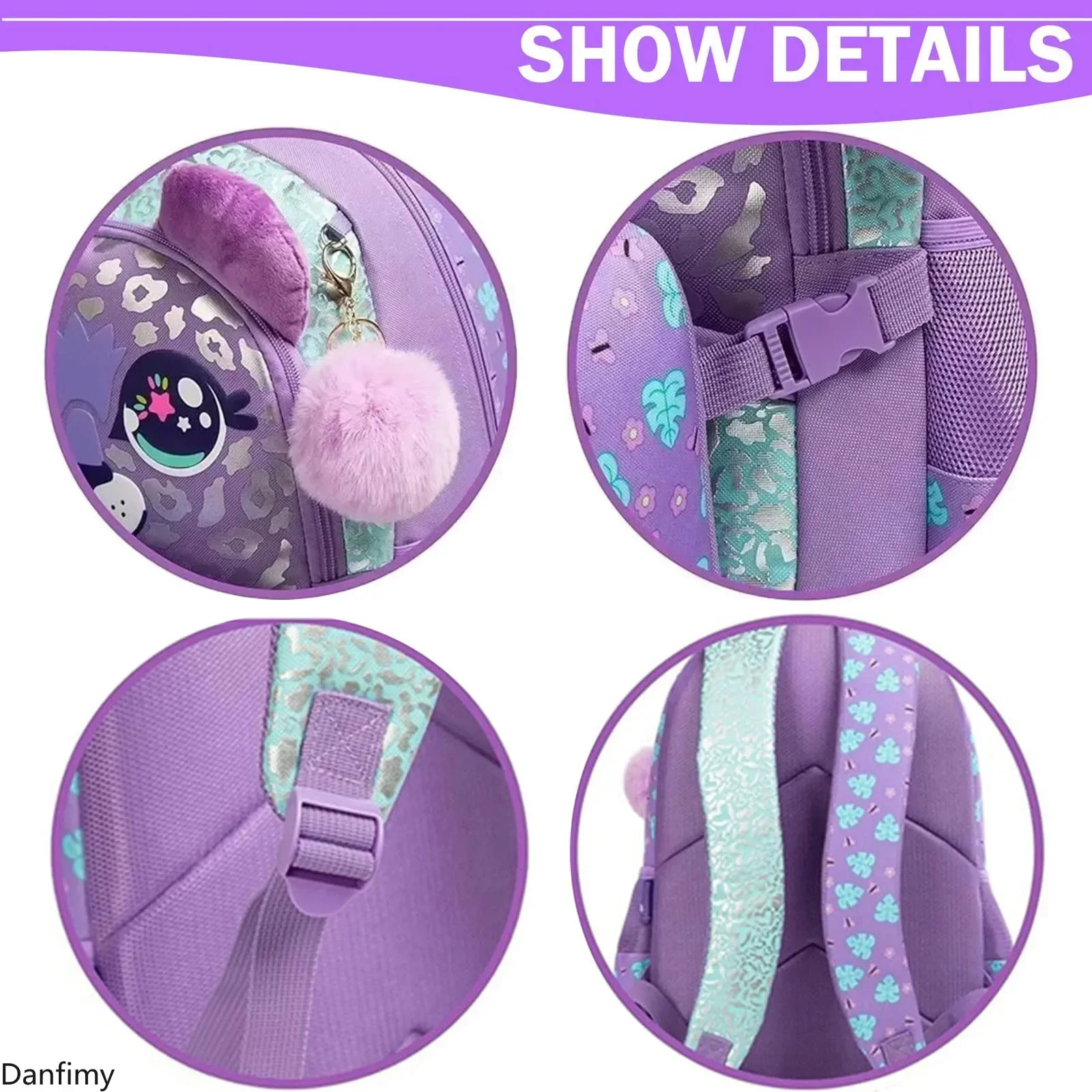 3PCS Kids Backpacks for Girls Cute School Bag with Lunch Box Pencil Case Primary Child School Backpacks Back To School Girls Bag - 3