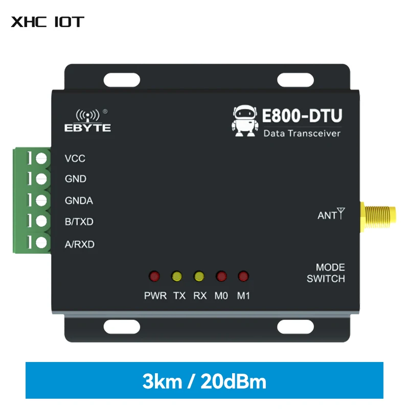 

433MHz RS485 LoRa Wireless Data Modem 20dBm 3km Long Distance FEC 100mW Transmitter Receiver E800-DTU(433L20-485)-V8 XHCIOT