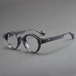 Vintage Small Round Frame Blue Light Blocking Reading Glasses (Transparent gray)