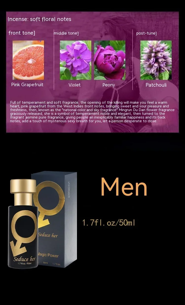 Beautiful Girls Charming Temptation Perfume for Couples Dating Men and Women, Long-lasting Light Fragrance, Fresh and Natural
