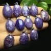 Unit One Piece 925 Silver Buckle With Cost Effecive Natural Charoite Crystal Healing Oval Shape Pendant 2