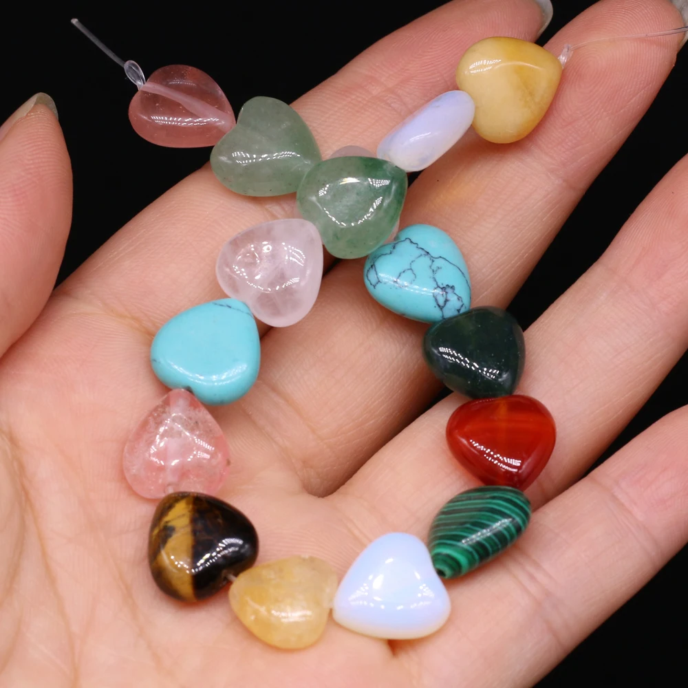 

Natural Stone Beads Heart-shaped Agate Opal Clear Quartz Semi-finished Scattered Beads for Jewelry Making DIY Necklace Bracelet
