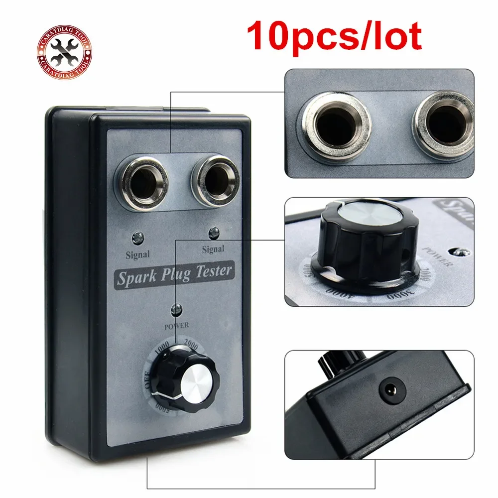 10pcs/lot Dual Hole Car Spark Plug Tester Ignition Plug Analyzer Diagnostic Tool Automotive Spark Detector Tool