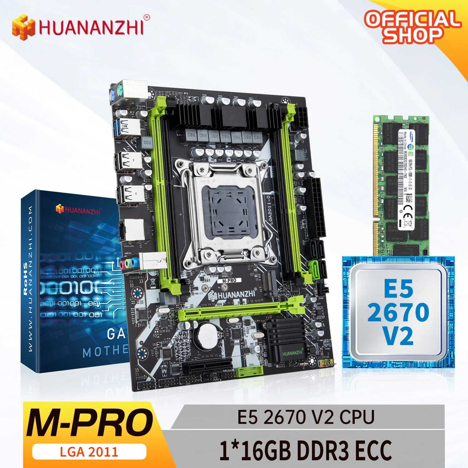 

HUANANZHI X79 M PRO LGA 2011-3 XEON X79 Motherboard with Intel E5 2670 V2 with 16GB DDR3 RECC memory combo kit set NVME