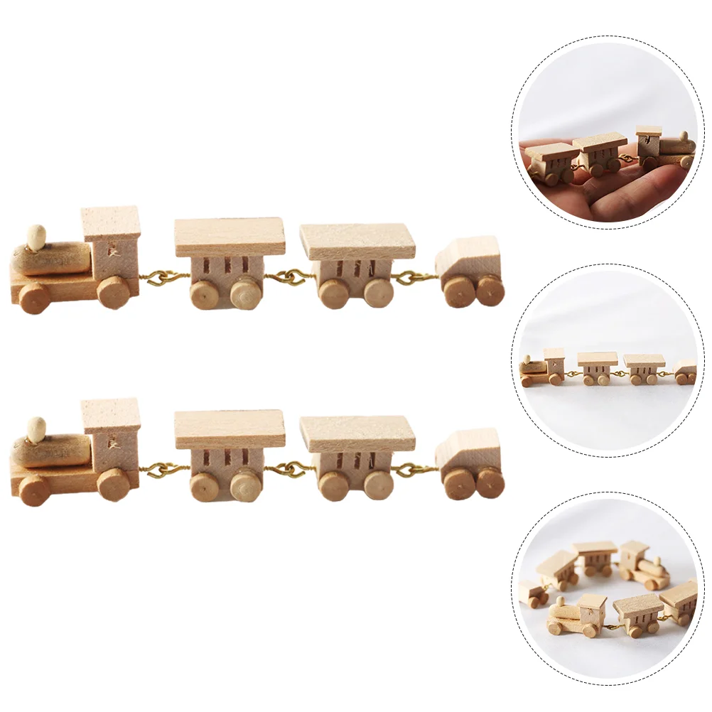 1/2pcs 1:12 Dollhouse Miniature Wooden Train Model Ornaments Educational Children’s Children’s Toys Christmas Party 2pcs roller skates key rings skates shoe model pendants hanging skates ornaments metal key holders