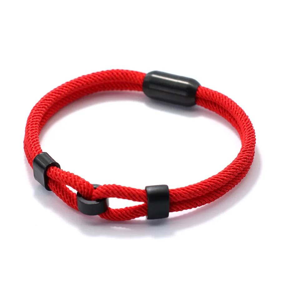 Stainless Steel Men Bracelet with Magnet Buckle and Red Thread