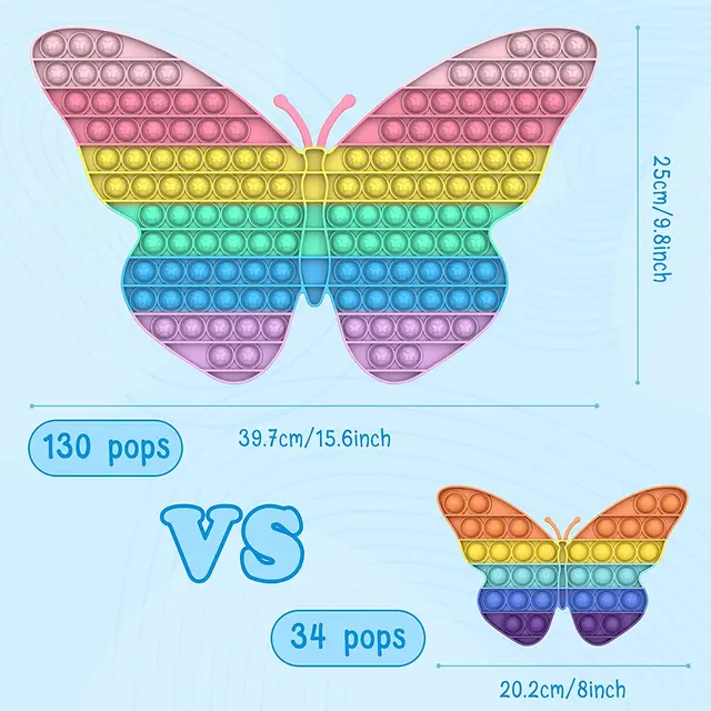 40CM Big Size Pop Rainbow Butterfly Top Push Fidget Toys autismo antistress giocattoli bambini Simple Dimple Relax Game AHDH autismo 2