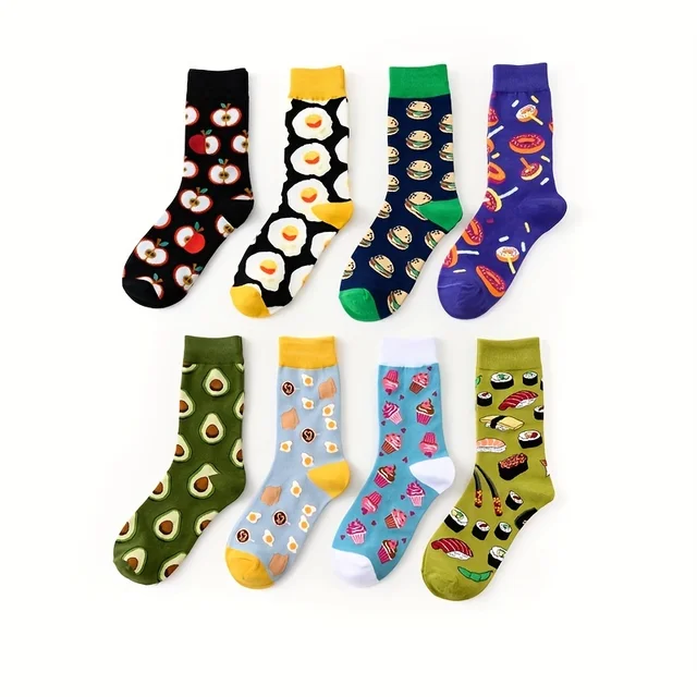 1 pair of food series creative avocado printed pattern medium tube socks for men  trendy socks for couples  socks men socks 1