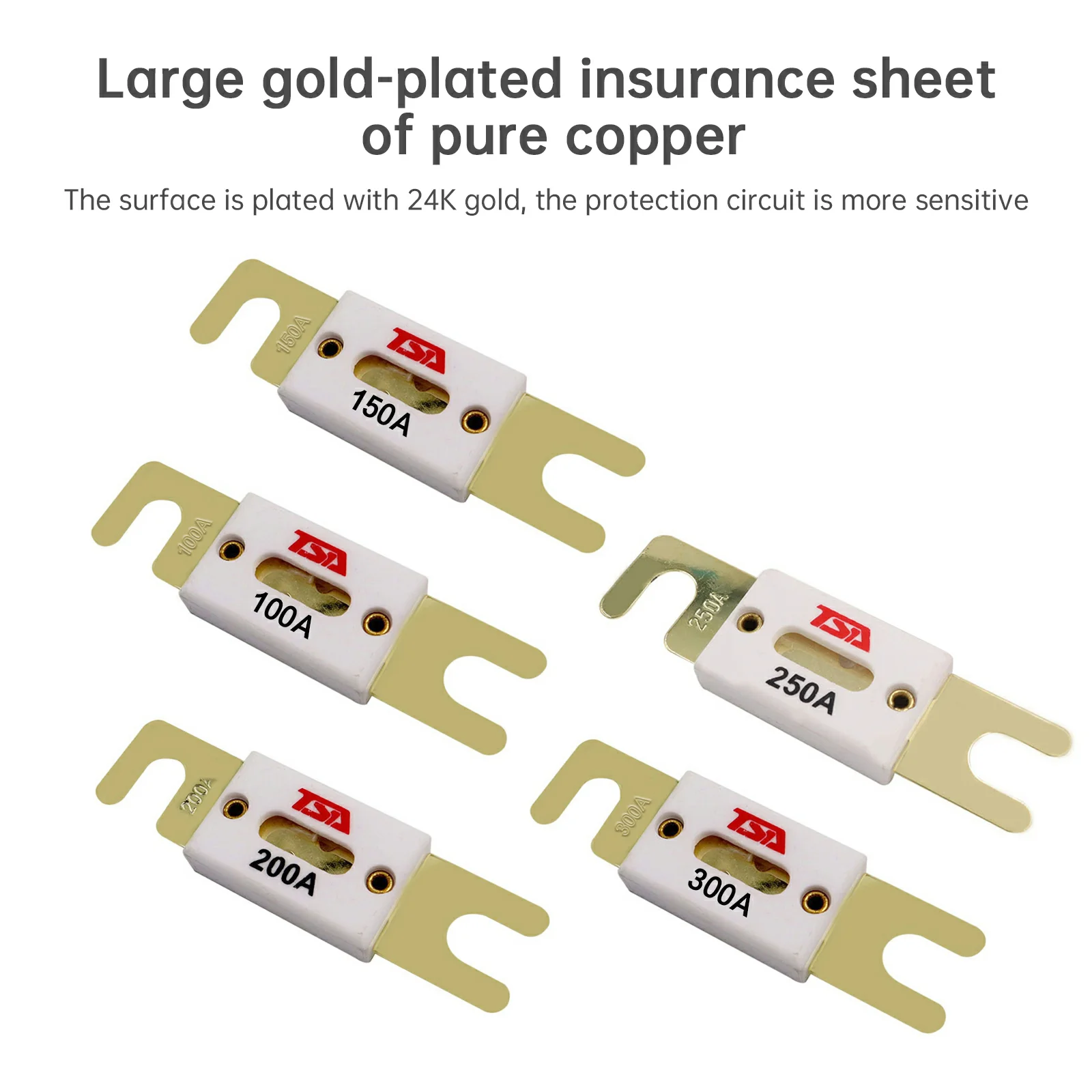3Car ANL Fuse 100/150A/200A/250A 300A Plated Fuse Pure Copper Gold Plated Large Ceramic Sensitive 1 pc