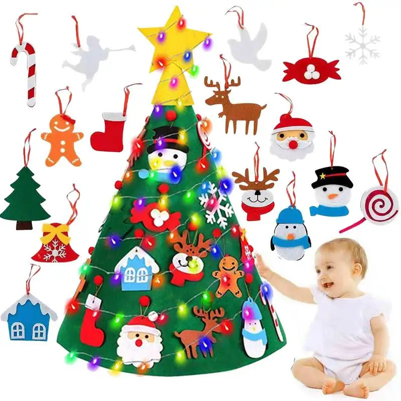 

Lighted Felt Christmas Tree Funny DIY Lighted Christmas Tree For Kids Parent-Child Games Felt DIY Tree For Children's Rooms